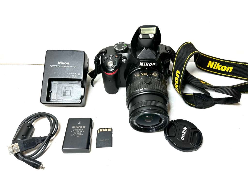 NIKON D3200 with  1x NIKON DX VR 18-55mm Lens  NIKON Battery SD Card