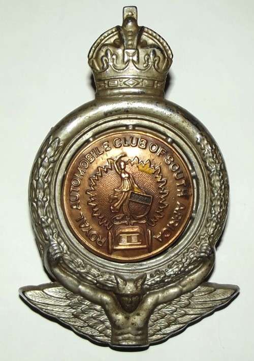 Vintage Royal Automobile Club of South Africa Metal Car Bumper Badge
