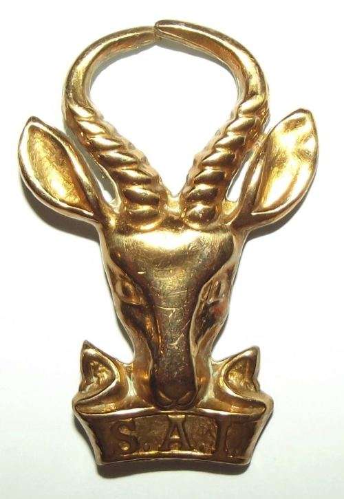 SADF Infantry "Bokkop" Large Brass Cap Badge