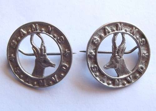 WW2 SA Military Nursing Services Hallmarked Silver Collar Badge Pair