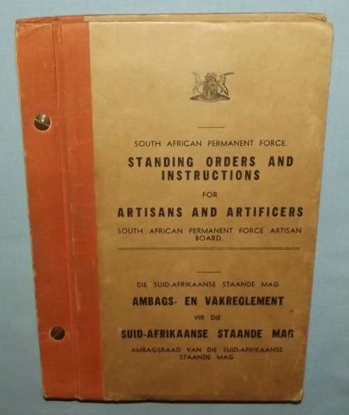SA Permanent Force Standing Orders and Instructions for Artisans and Artificers Book