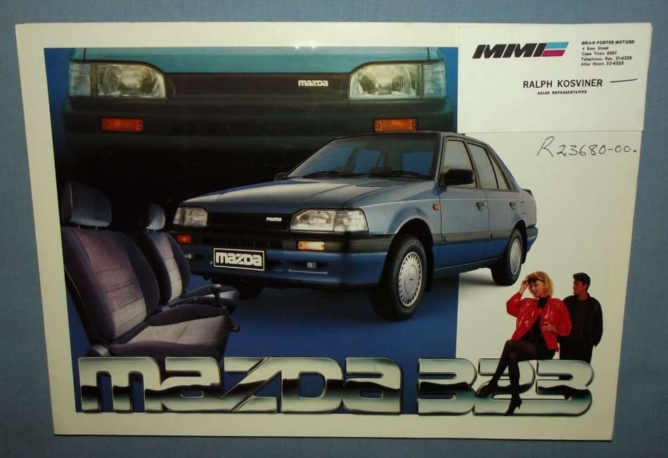 1990`s Mazda 323 South African Bilingual Car Sales Brochure