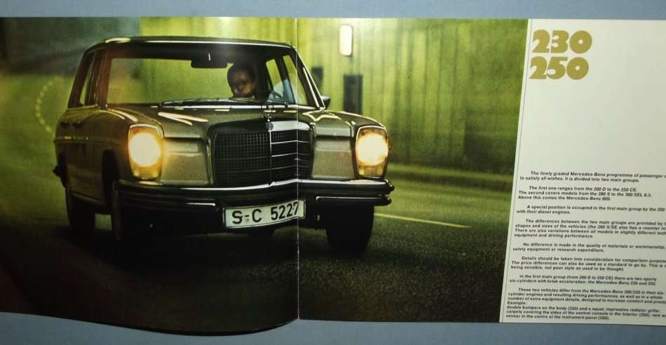 1969 Mercedes Benz 230 250 Car Sales Brochure