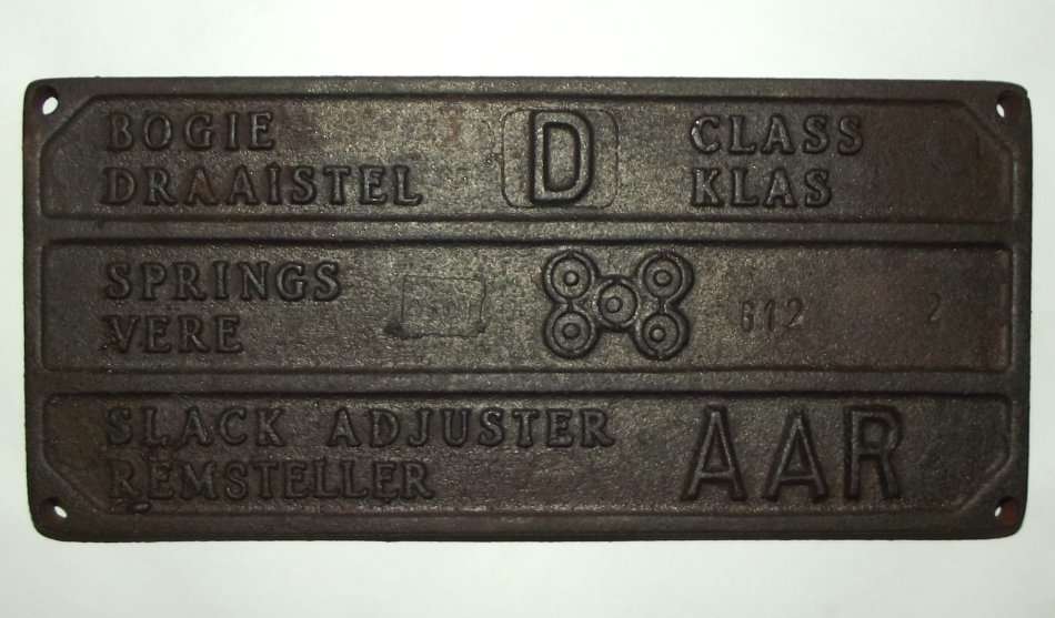 Vintage SAR Railways Rolling Stock Cast Metal Plaque