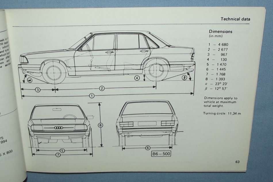 1981 VW South Africa Audi 100 Bilingual Owner's Instruction Manual