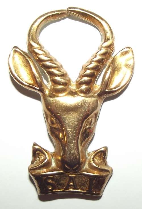 SADF Infantry "Bokkop" Large Brass Cap Badge