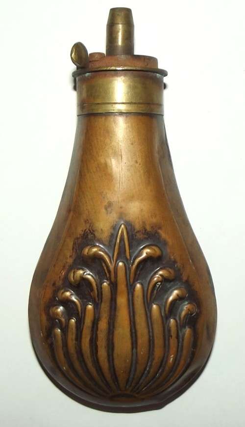 Vintage Copper Dualling Pistol Small Gun Powder Flask