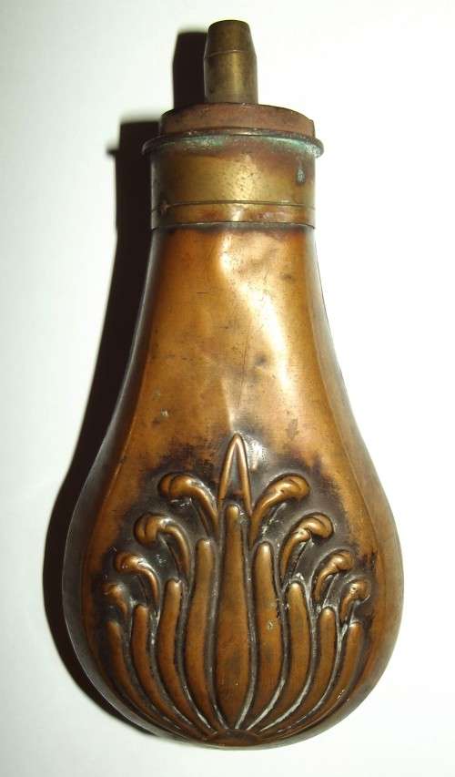 Vintage Copper Dualling Pistol Small Gun Powder Flask
