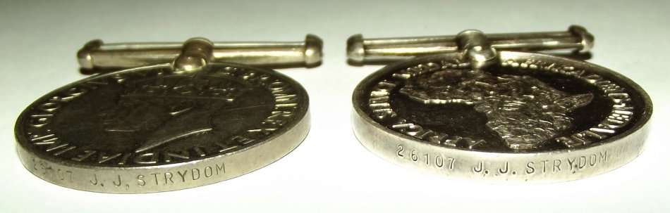 WW2 Full Size Medal Pair to 26107 J.J. Strydom