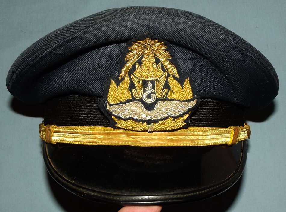 Old Thailand Air Force Peak Cap With Bullion Wire Badge