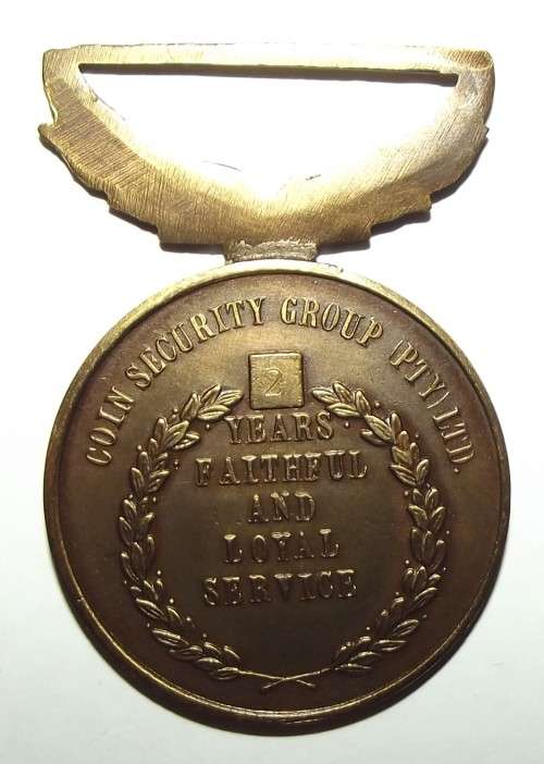 Old SA Coin Security 2 Years Faithful and Loyal Service Full Size Medal