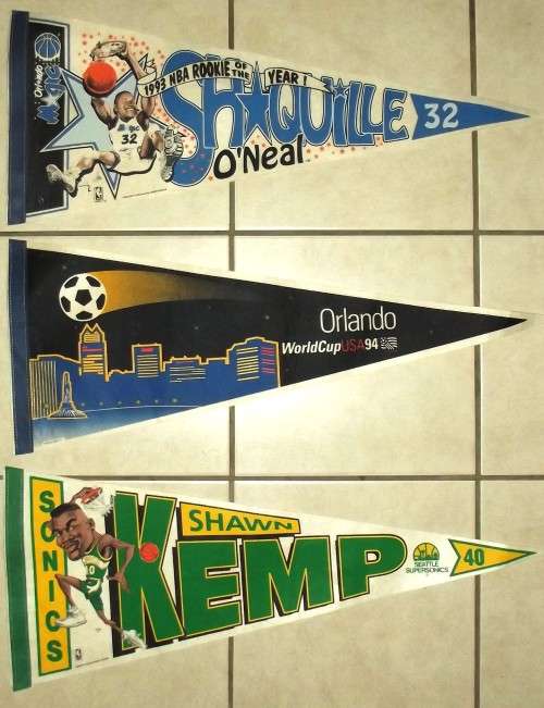 3 USA Basketball and Soccer Pennant Flags from the 1990's