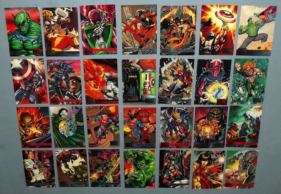 1995 Marvel Comics Versus DC Lot of 28 Base Set Trading Cards