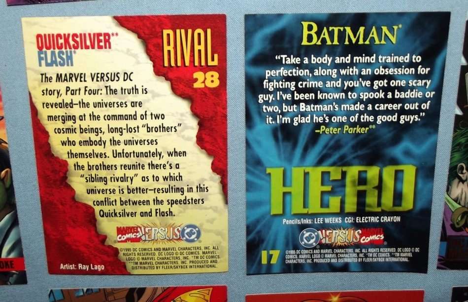 1995 Marvel Comics Versus DC Lot of 28 Base Set Trading Cards