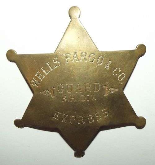 Old Wells Fargo & Co. Express R.R. Div. Guard Brass Badge