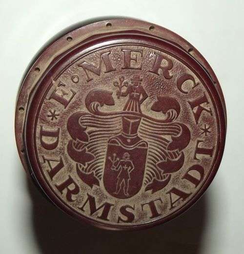 Vintage German Merck Darmstadt Brown Glass Medicine Bottle