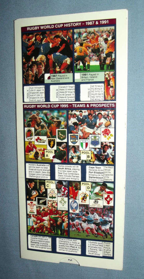 1995 South Africa Rugby World Cup VISA Official Sponsor Fixture Programme