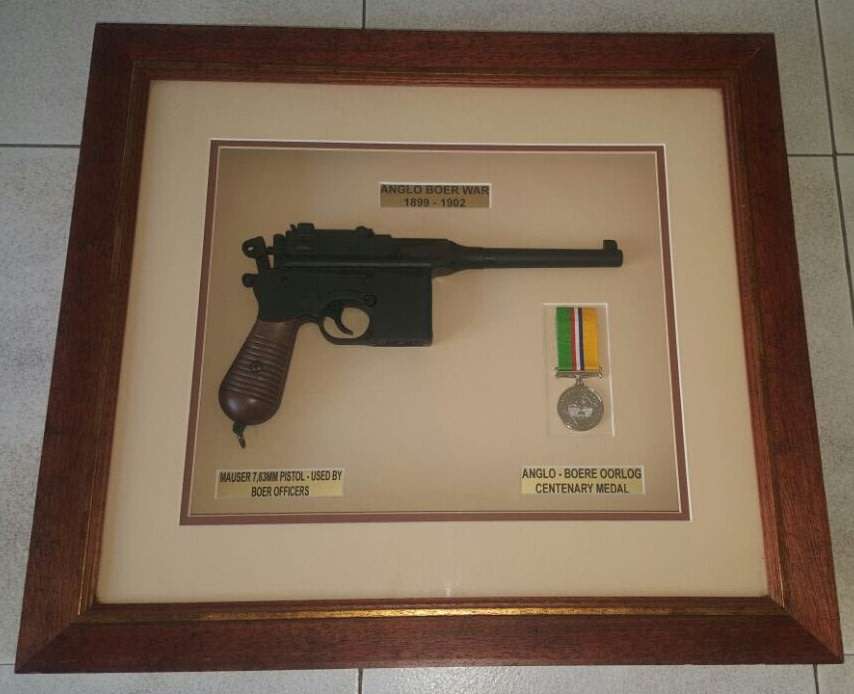 Anglo Boer War Replica Mauser Pistol and ABO Centenary Medal