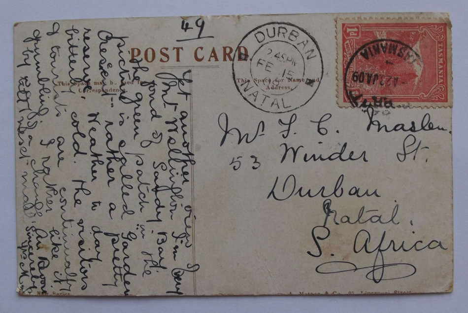 1909 Used Mt Wellington From Sandy Bay, Hobart, Australia Postcard