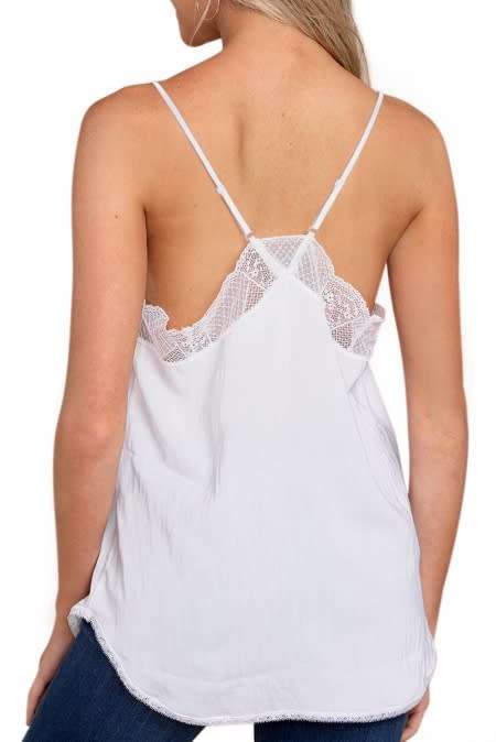 White - Delicate Balance Lace Cami Tank Top - Small Size
