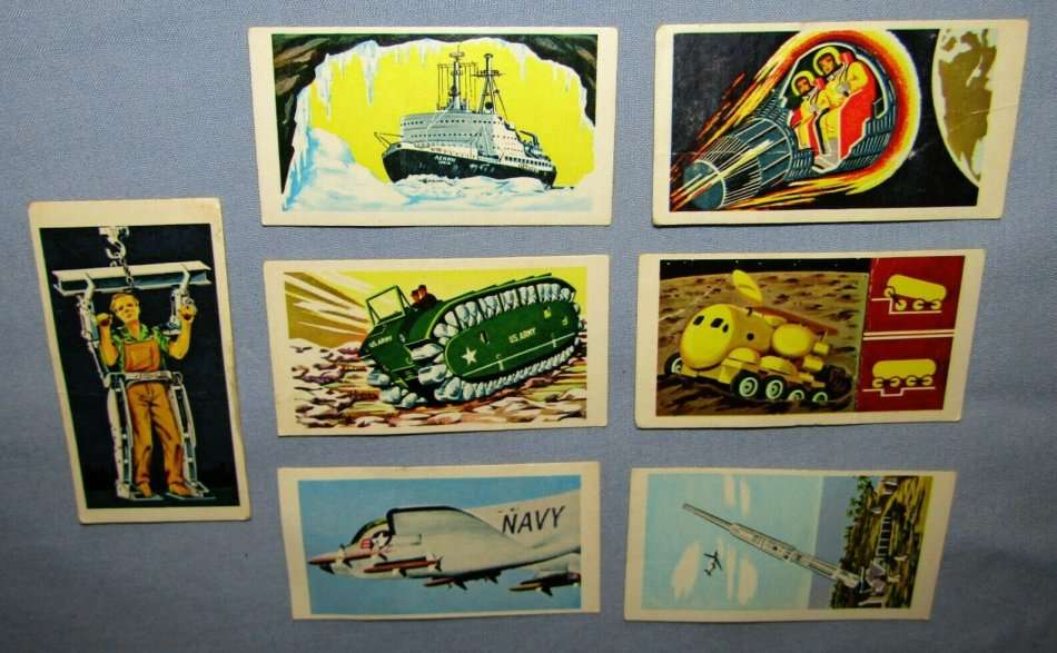7 Science and Invention Trading Cards from the 1960's