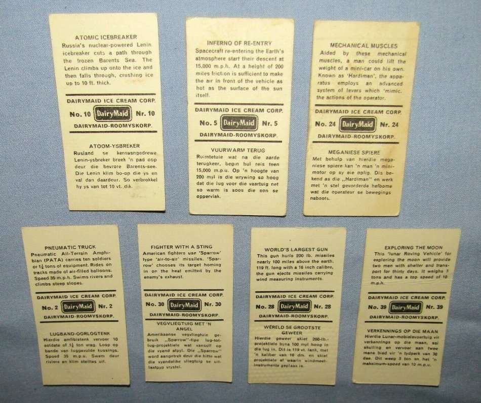 7 Science and Invention Trading Cards from the 1960's