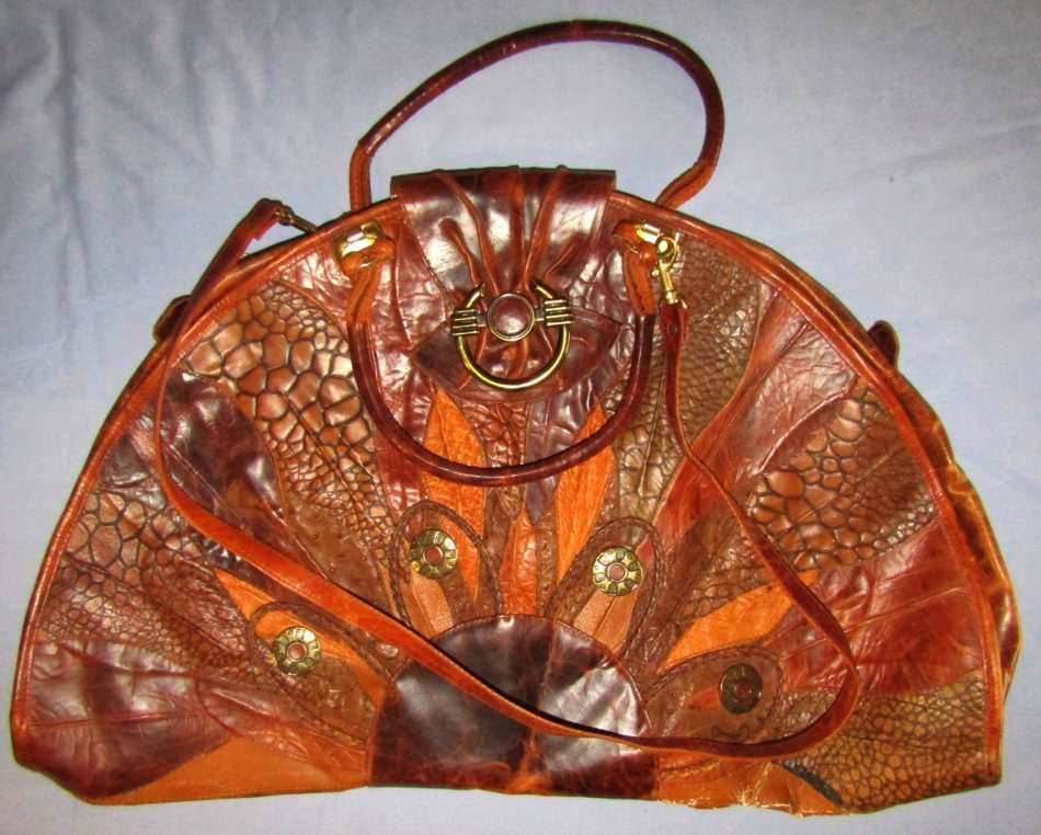 Large Vintage Bella Bianca Brown Leather Handbag