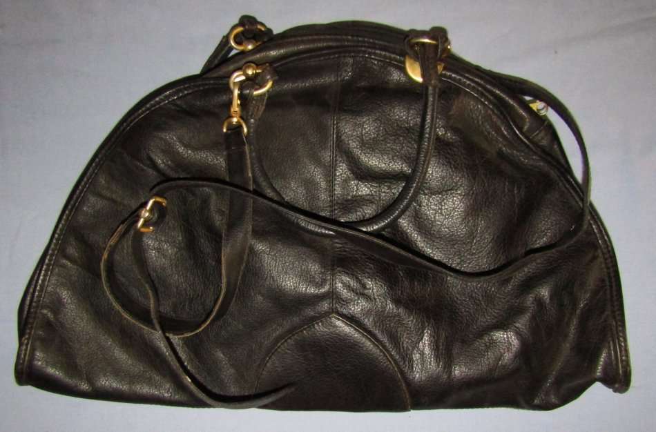 Large Vintage Black Leather Handbag