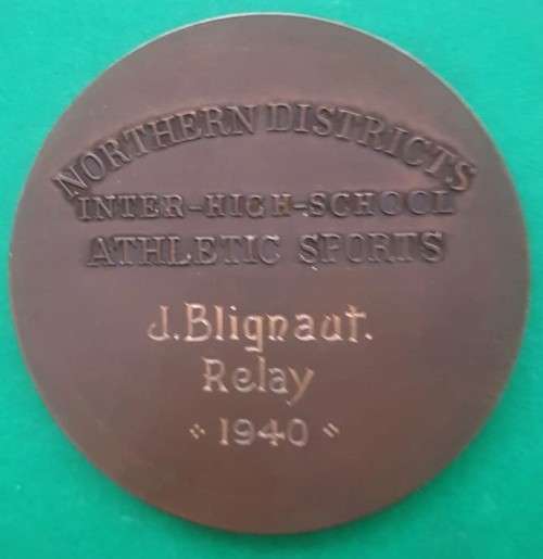 1940 Northern Districts Inter High School Athletic Sports Bronze Medal