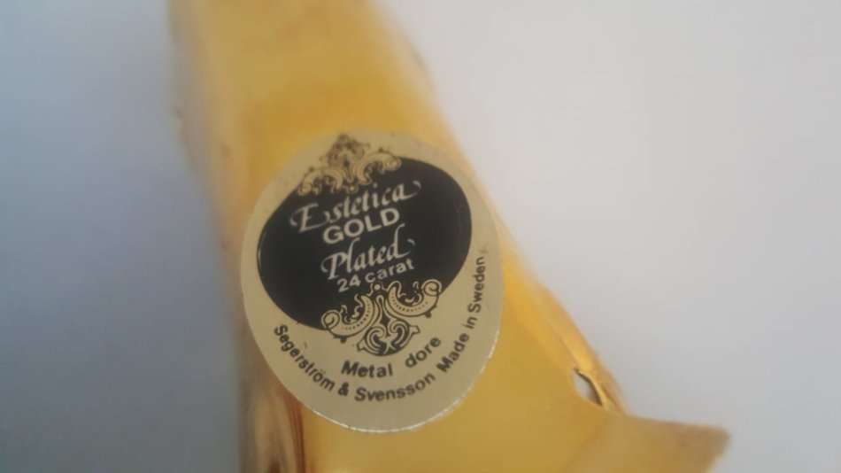 VINTAGE 24CT GOLD PLATED SERVIETTE HOLDER -  MADE IN SWEDEN