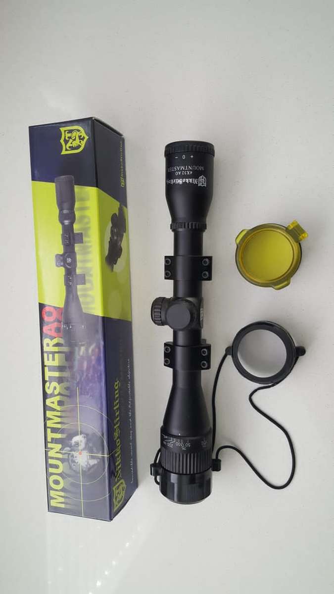 NIKKO STIRLING MOUNTMASTER 4 X 32 AO RIFLE SCOPE  WITH BOX