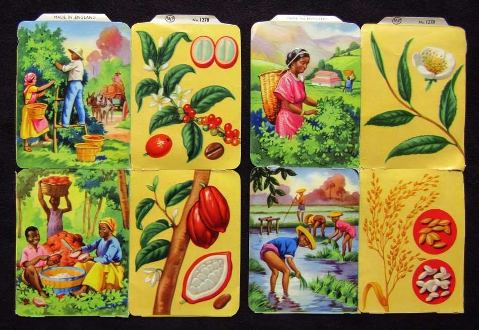 8 Vintage Made in England Food From Around the World Uncut Paper Scrap Cards