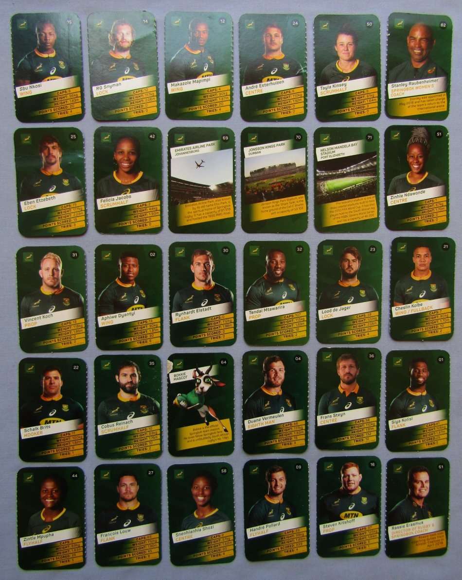 Lot of 30 SA Springbok Rugby Super Trading Cards