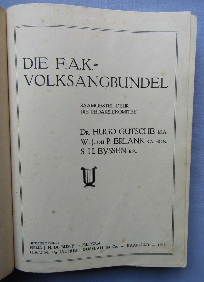 1937 FAK Volksangbundel