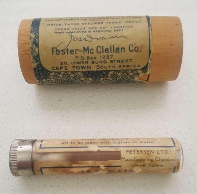 2 Vintage Made in Cape Town Pill Containers