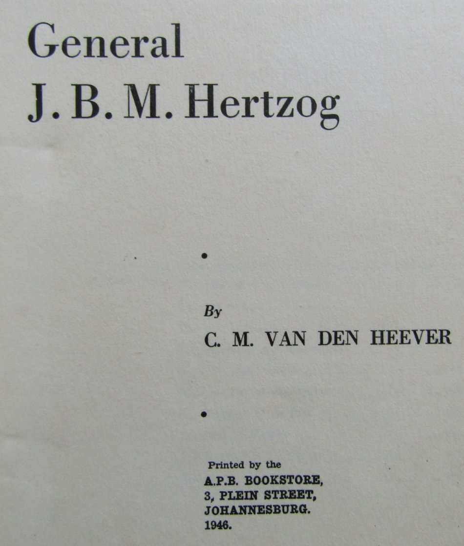 1946 General J.B.M. Hertzog Book