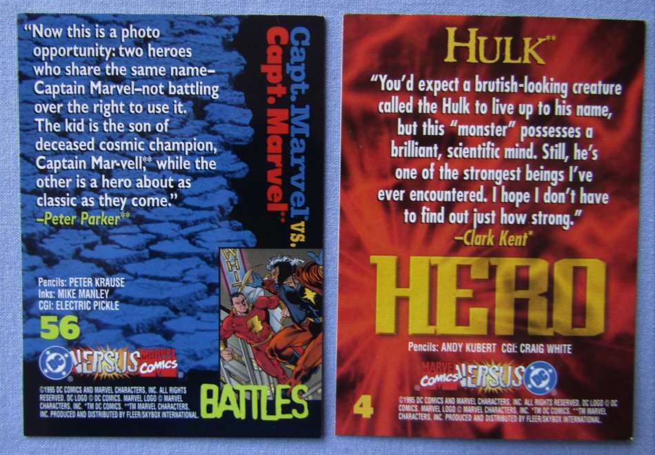 1995 Marvel Comics Versus DC Lot of 25 Base Set Trading Cards