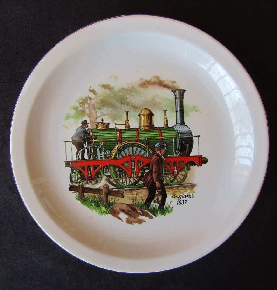 England 1837 Railway Locomotive Display Plate - Made by Willsgrove Ware (Rhodesia)