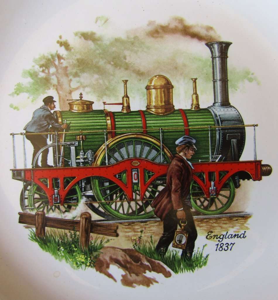 England 1837 Railway Locomotive Display Plate - Made by Willsgrove Ware (Rhodesia)