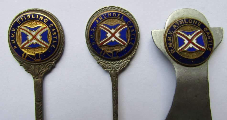 Lot of 3 Union Castle Shipping Line Crested Insignia Items