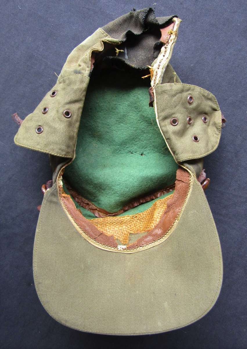 Old Military Peak Cap With Ear Flaps