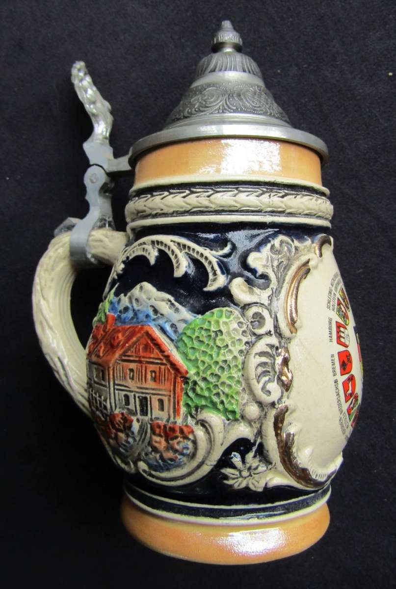 Old Made in Germany Zinn Beer Stein