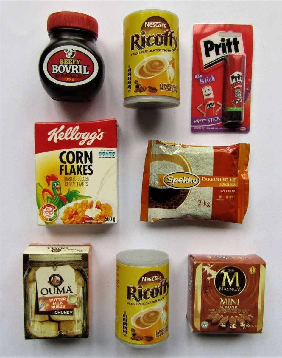 Lot of 8 Miniature Checkers Grocery Item Toys