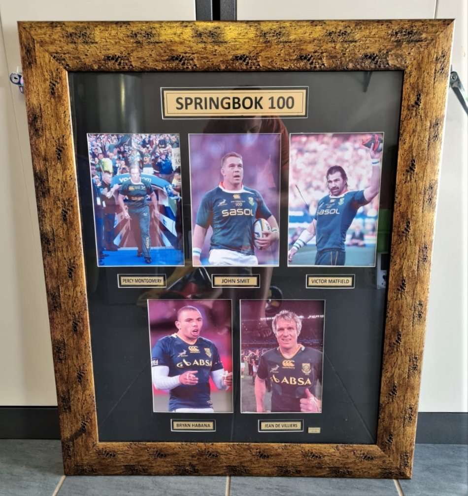 Springbok Players With 100 Tests Limited Edition Framed Rugby Display