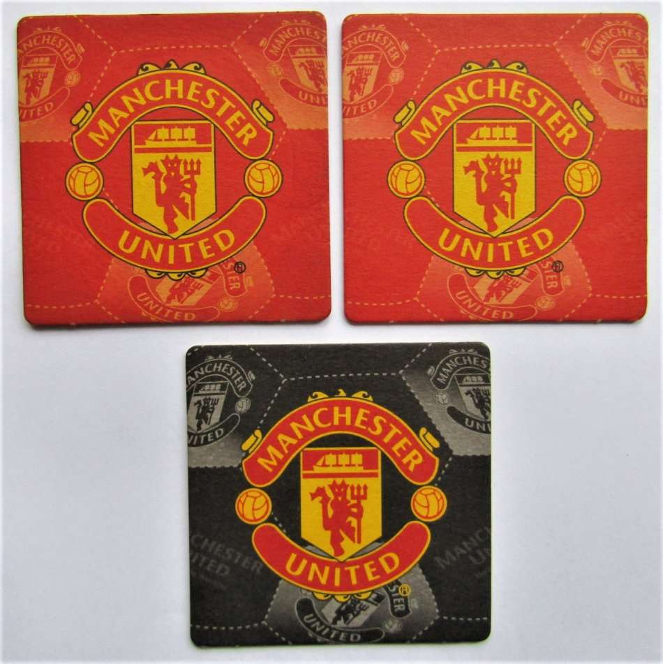 3 Old Manchester United Football Beer Coasters