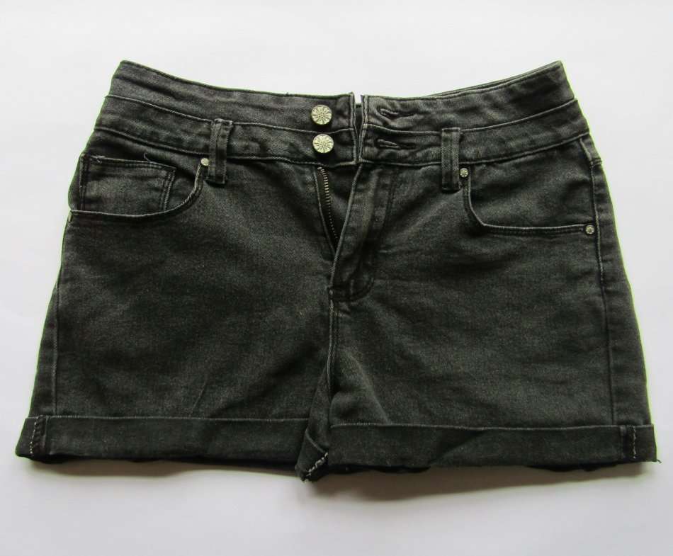 Faded Black Denim Shorts - Size 34