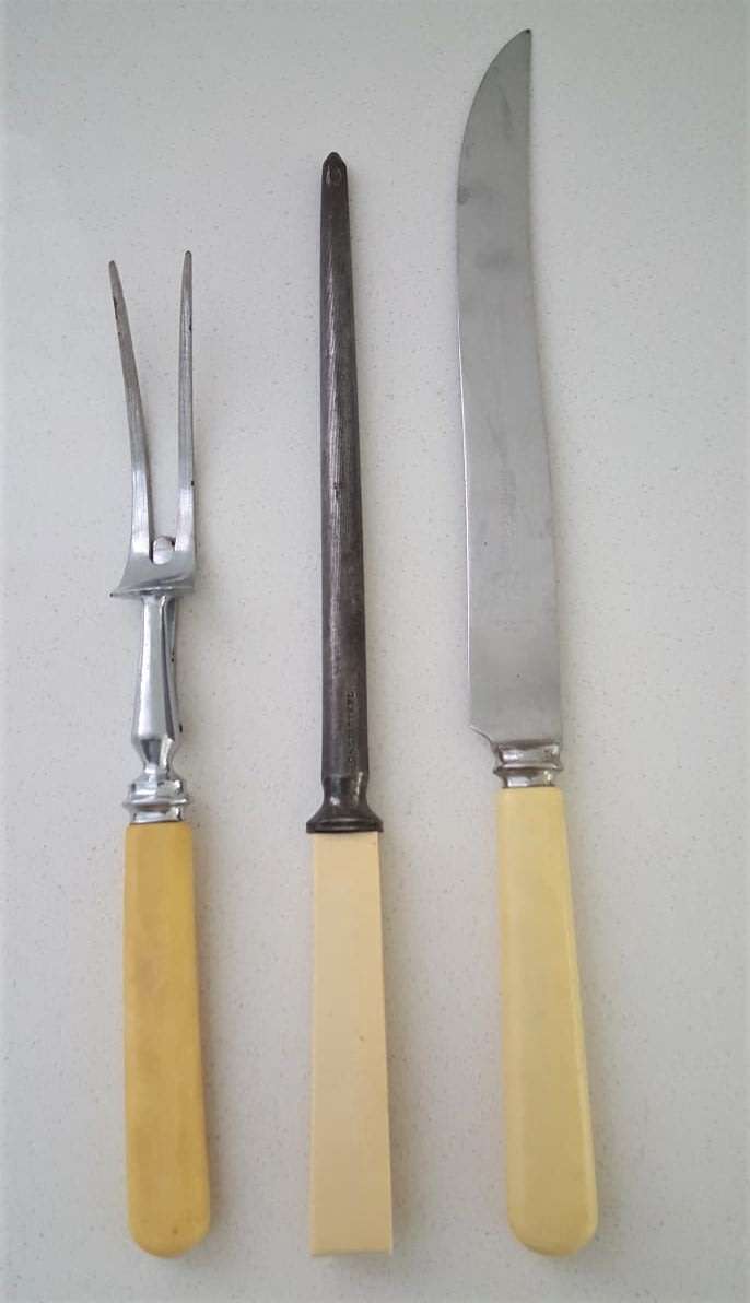 Vintage Bone Handle Made in England Assorted Carving Set