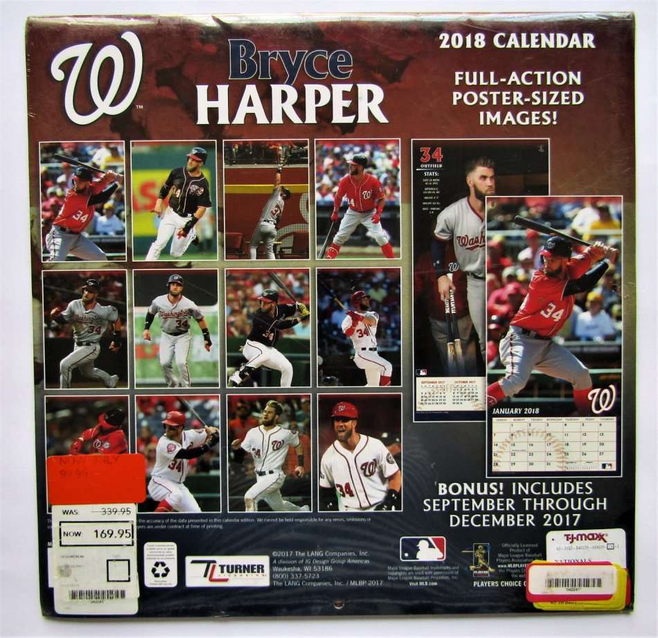 2018 Bryce Harper Major League Baseball Calendar - New