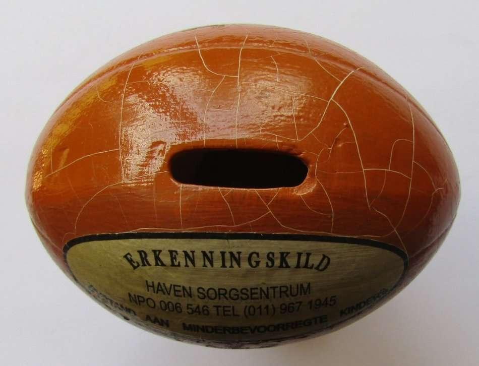 Old Rugby Ball Shaped Ceramic Money Collection Box