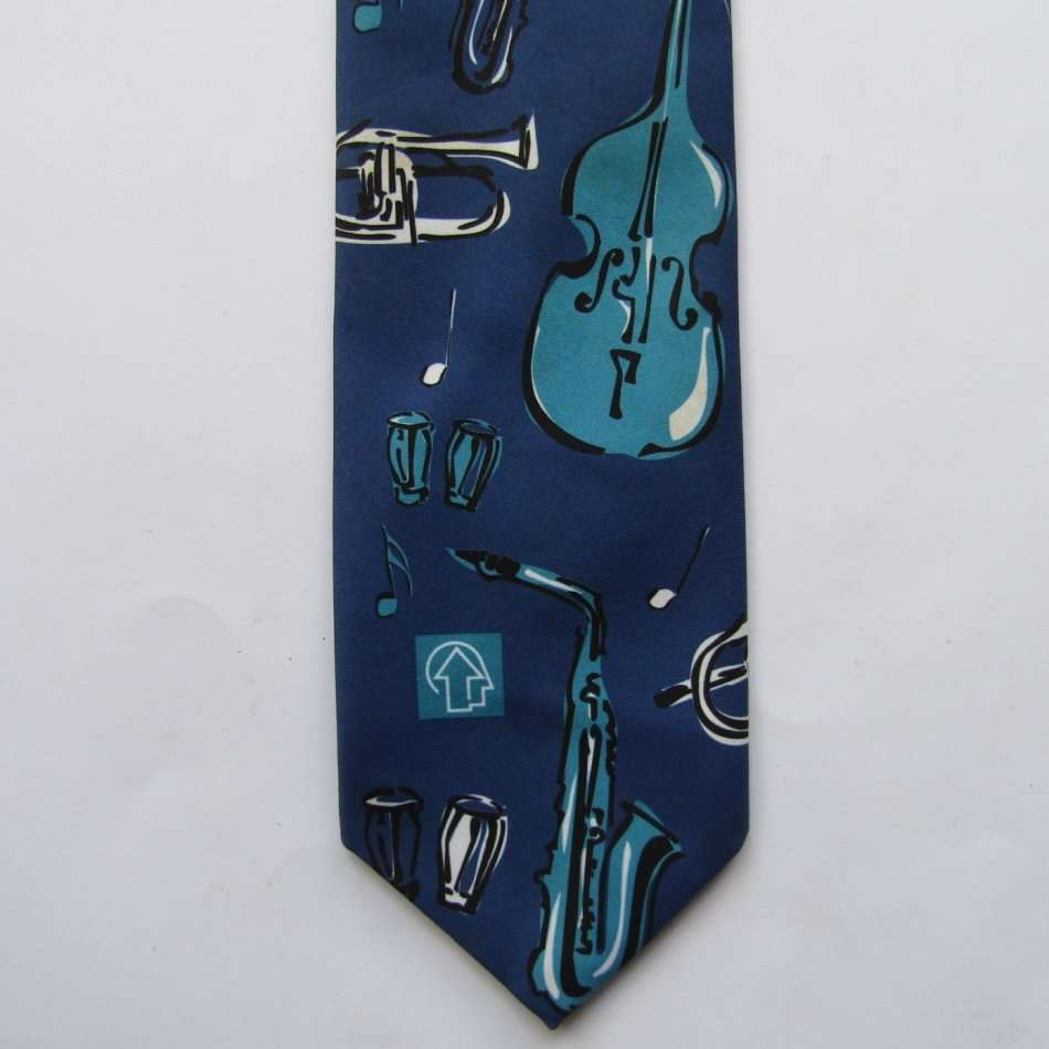 Vintage Blue Music Instruments Neck Tie